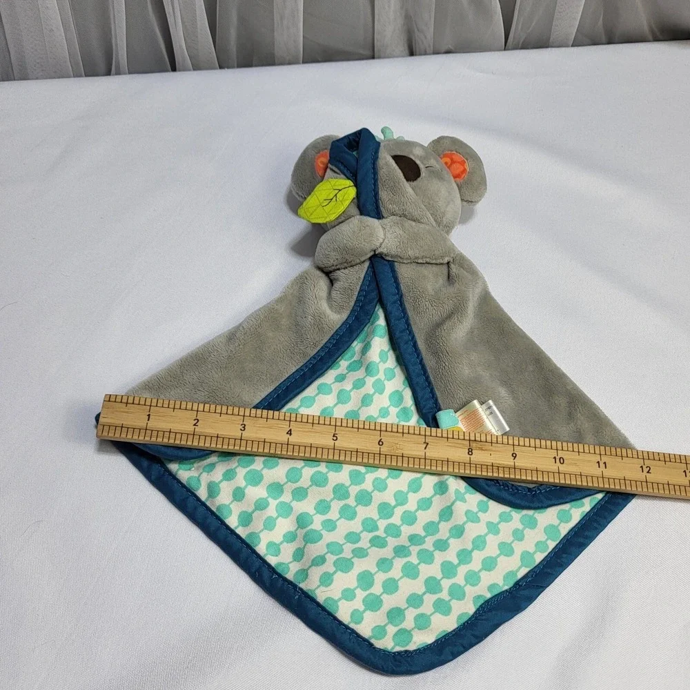 Koala Stuffed Plush Lovey Blankie Grey Aqua Blue Cuddly Bear Blanket